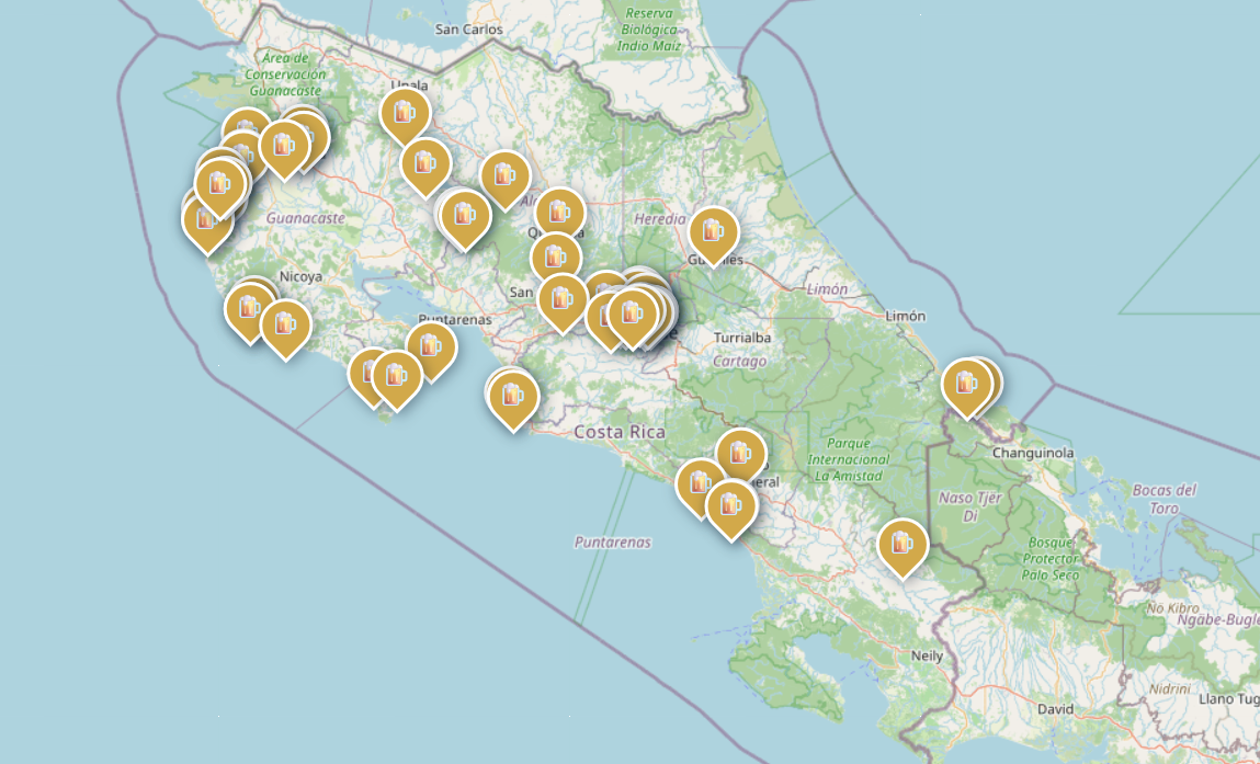 Toura Passport Explorer map across Costa Rica